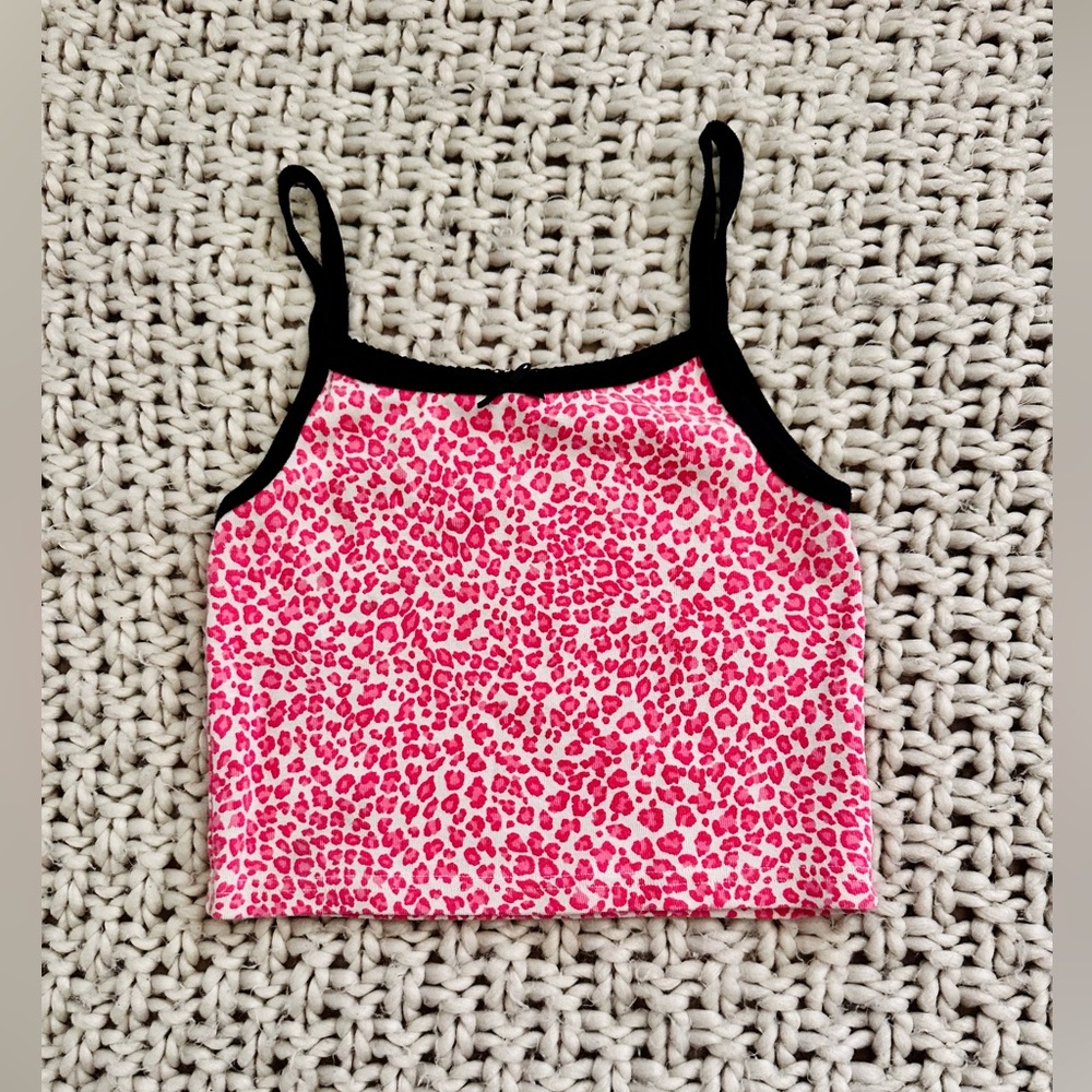 Pink cheetah print cropped tank. Brandy Melville (size small)